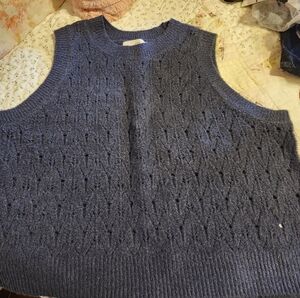Navy Blue Pointelle Sweater Vest
